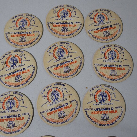 Lot of 21 Vintage Opekasit Farms Dairy Milk Bottle Caps Lids Glendale Ohio - Picture 3 of 4
